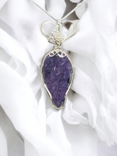 Charoite Necklace In Sterling Silver ~ Wire Wrapped Pendant