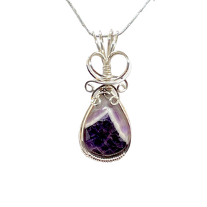 Amethyst Purple Pendant Necklace ~  Amethyst Jewelry Sterling Silver Wire Wrapped Pendant