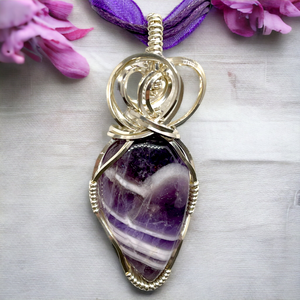 Purple Stone Pendant  Necklace~ Amethyst Jewelry Pendant ~ Sterling Silver Wire Wrapped Pendant
