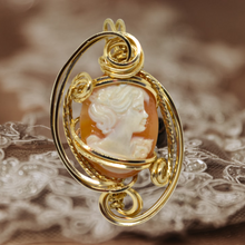 Cameo Pendant ~Hand-carved Italian Shell Small Cameo Pendant 14 kt Gold