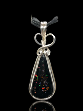 Black Opal Pendant Necklace ~  Opal Pendant ~ Sterling Silver Wire Wrapped Pendant
