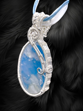 Sky Blue Stone Pendant Sterling Silver Plume Agate Doublet