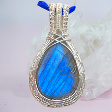 Labradorite Pendant Necklace,  Sterling Silver Wire Wrapped Pendant