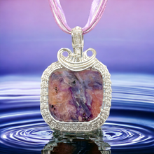 Purple Stone Pendant Necklace  Charoite Jewelry Sterling Silver ~ Wire Wrapped Pendant