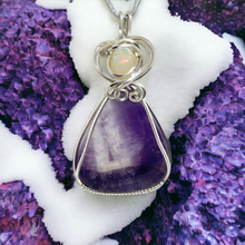 Amethyst & Opal  Pendant Necklace ~  Amethyst Jewelry Sterling Silver Wire Wrapped Pendant