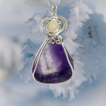 Amethyst & Opal  Pendant Necklace ~  Amethyst Jewelry Sterling Silver Wire Wrapped Pendant