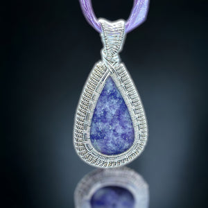 Lepidolite Purple Stone  Wire Wrapped Pendant, 925 Sterling Silver