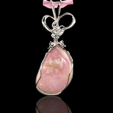 Pink Opal Pendant Necklace,  Firefly Silver Charm Pendant in Sterling Silver Wire Wrapped Pendant