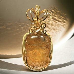 Rutilated Quartz Pendant  ~ Wire Wrapped Pendant In 14 kt Gold Wire
