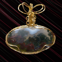 Garden Moss Agate Pendant ~  Wire Wrapped Pendant in14kt Gold
