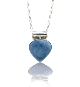 Blue Opal Pendant Necklace,  925 Sterling Silver Pendant