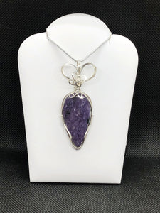 Charoite Necklace In Sterling Silver ~ Wire Wrapped Pendant