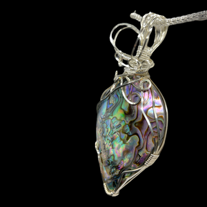Abalone Shell Pendant Wire Wrapped Pendant in Sterling Silver