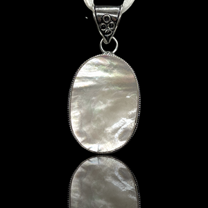 Mother Of Pearl Pendant Necklace, Antique Silver Pendant Necklace