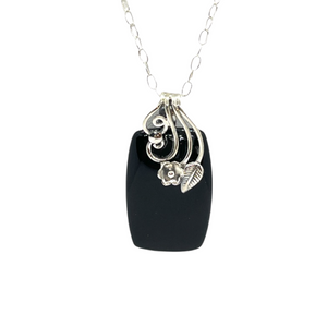 Black Onyx Pendant, Black Stone Pendant, 925 Silver Pendant & Chain