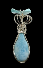 Larimar Pendant Wire Wrapped in Sterling Silver