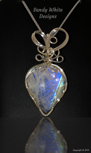 Moonstone Pendant ~Sterling Silver ~Wire Wrapped Moonstone Jewelry