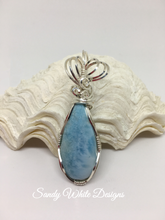 Larimar Pendant Wire Wrapped in Sterling Silver