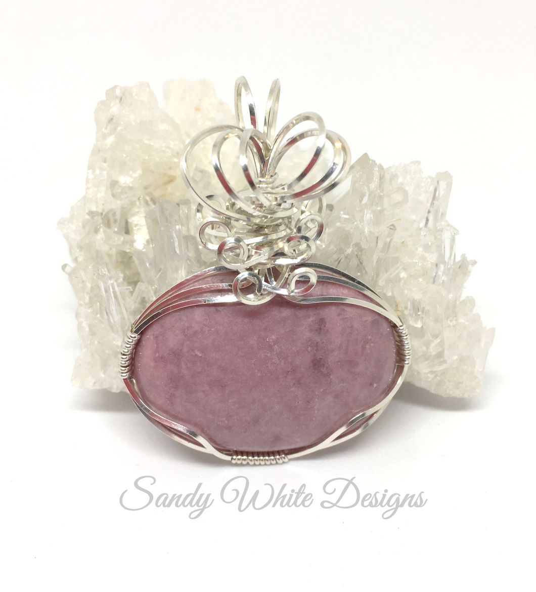 Rhodonite Pendant  Wire Wrapped Pendant In Sterling Silver