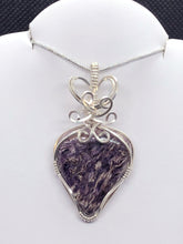 Purple Stone Pendant Necklace In Sterling Silver ~ Wire Wrapped Pendant